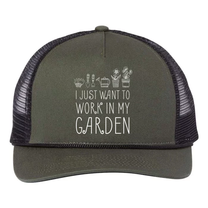 I Just Want To Work In My Garden Retro Rope Trucker Hat Cap