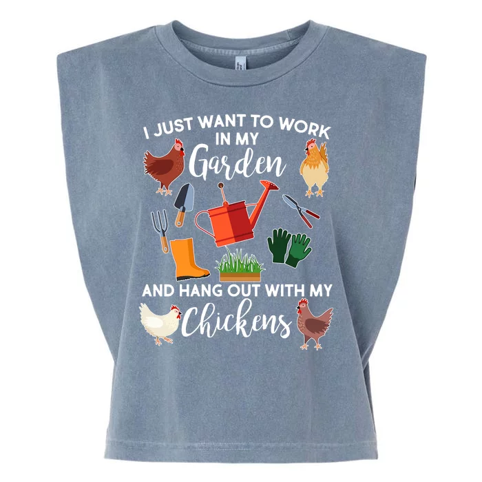 I Just Want Work In My Garden And Hang Out With My Chickens Garment-Dyed Women's Muscle Tee