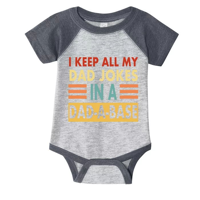 I Keep All My Dad Jokes In A Dad-A-Base Infant Baby Jersey Bodysuit