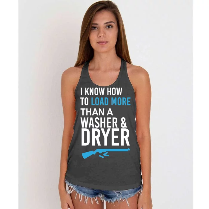 I Know How to Load More Than A Washer and Dryer Women's Knotted Racerback Tank