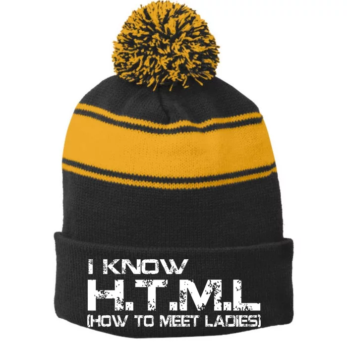 I know HTML How To Meet Ladies Stripe Pom Pom Beanie