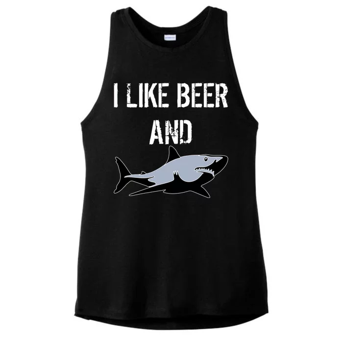 I Like Beer And Sharks Ladies Tri-Blend Wicking Tank