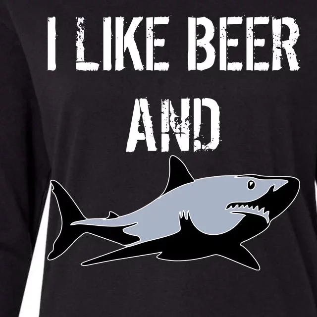 I Like Beer And Sharks Womens Cotton Relaxed Long Sleeve T-Shirt