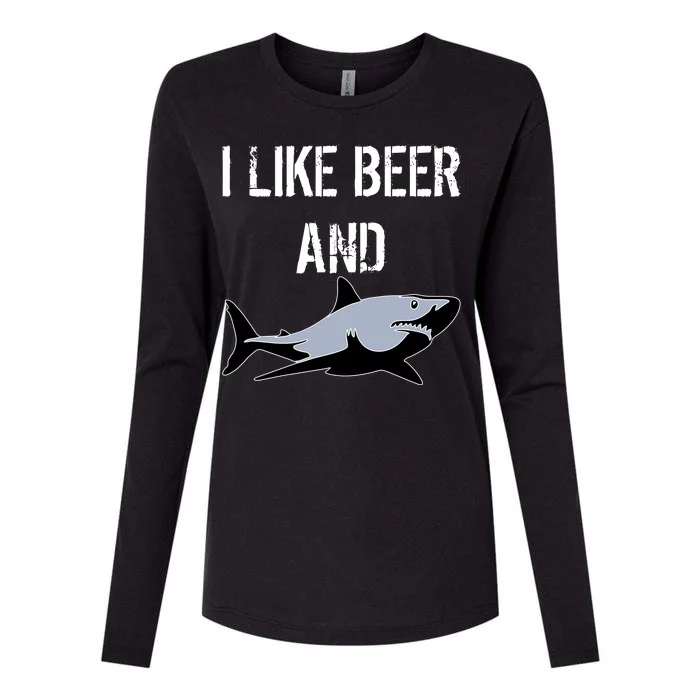 I Like Beer And Sharks Womens Cotton Relaxed Long Sleeve T-Shirt