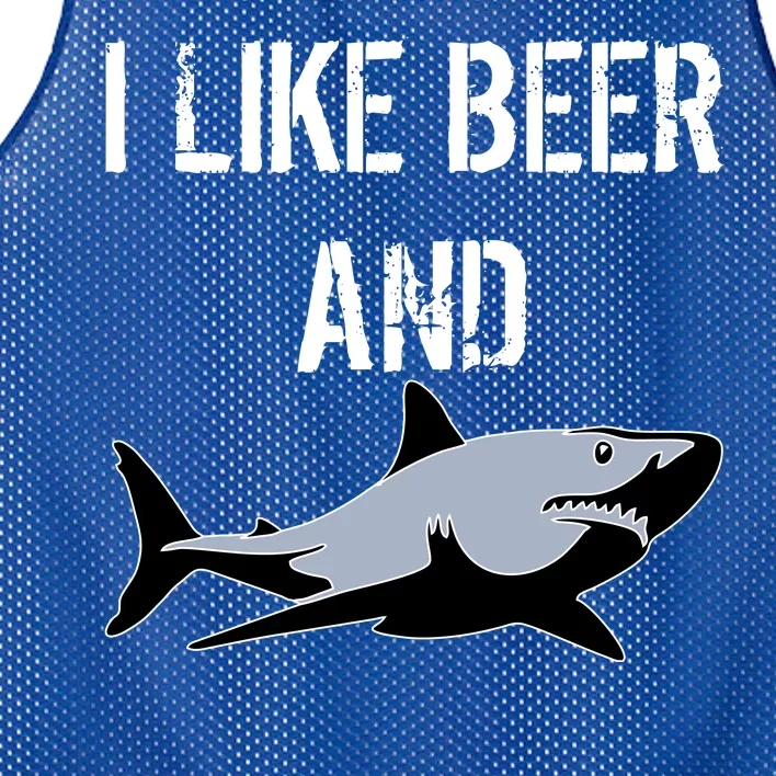 I Like Beer And Sharks Mesh Reversible Basketball Jersey Tank