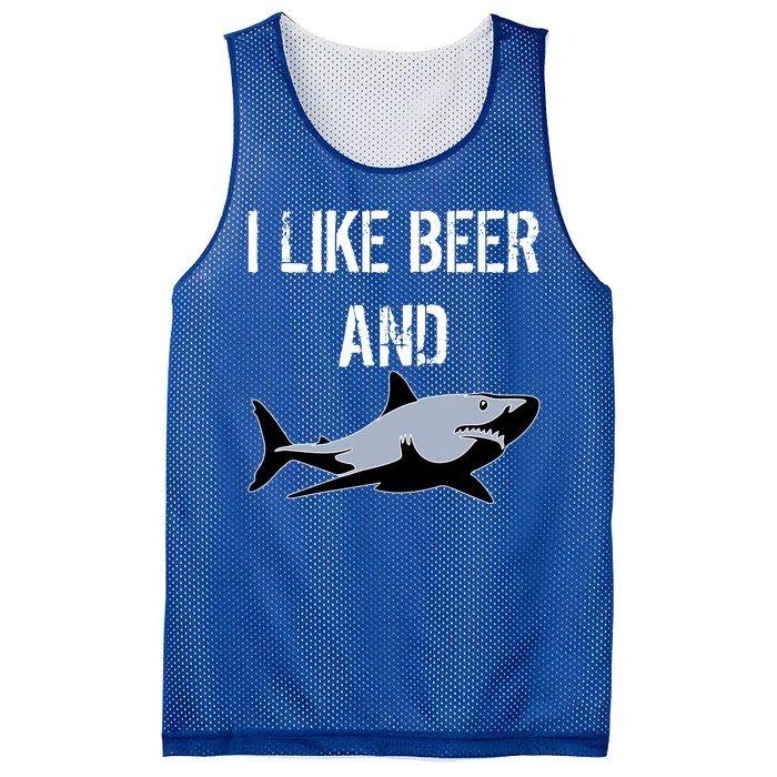 I Like Beer And Sharks Mesh Reversible Basketball Jersey Tank