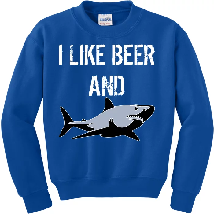 I Like Beer And Sharks Kids Sweatshirt