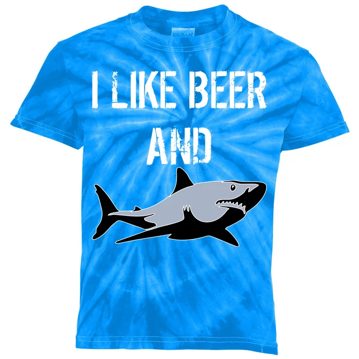 I Like Beer And Sharks Kids Tie-Dye T-Shirt