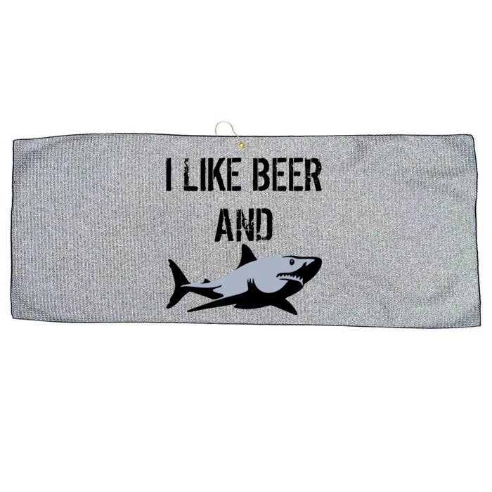 I Like Beer And Sharks Large Microfiber Waffle Golf Towel