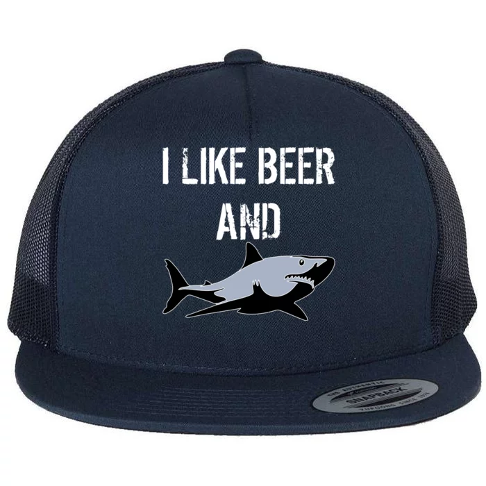 I Like Beer And Sharks Flat Bill Trucker Hat