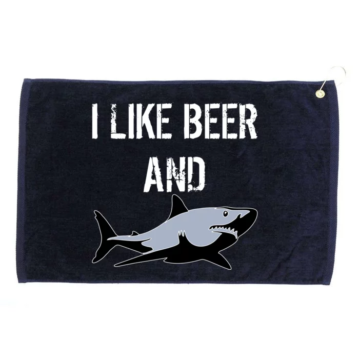 I Like Beer And Sharks Grommeted Golf Towel