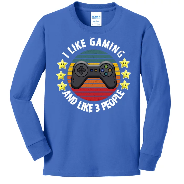 I Like Gaming And Like 3 People Kids Long Sleeve Shirt