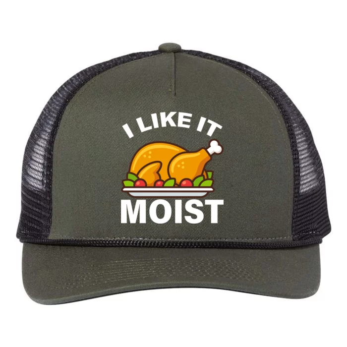 I Like It Moist Funny Turkey Thanksgiving Dinner Retro Rope Trucker Hat Cap