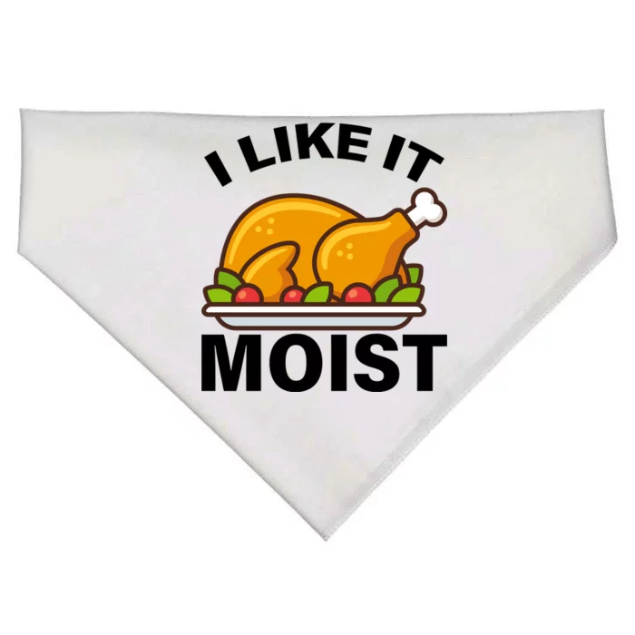 I Like It Moist Funny Turkey Thanksgiving Dinner USA-Made Doggie Bandana