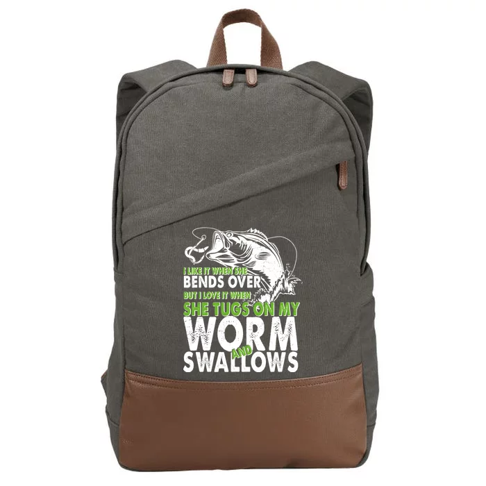 I Like It When She Bends Over Fishing Bait Cotton Canvas Backpack