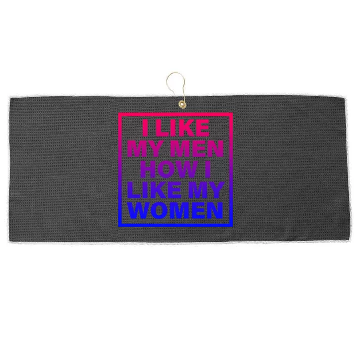 I Like My Men How I Like My Women Funny Bi Pride Large Microfiber Waffle Golf Towel