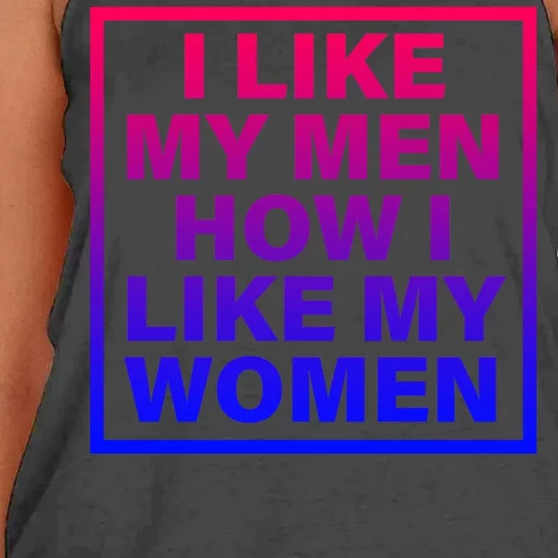 I Like My Men How I Like My Women Funny Bi Pride Women's Knotted Racerback Tank