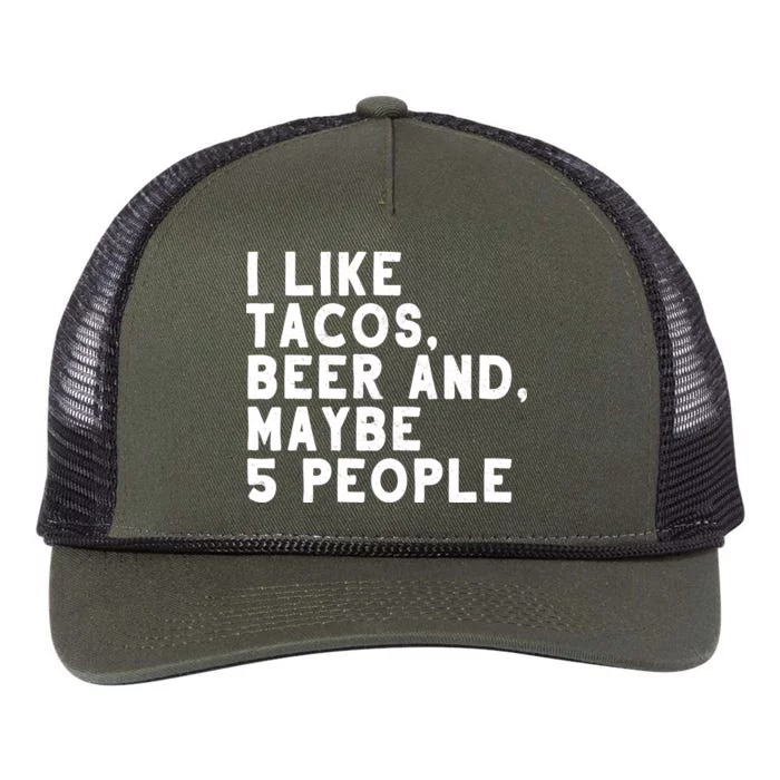 I Like Tacos Beer And Maybe 5 People Retro Rope Trucker Hat Cap