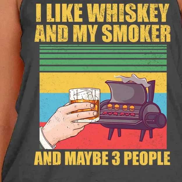 I Like Whiskey And My Smoker And Maybe 3 People Women's Knotted Racerback Tank