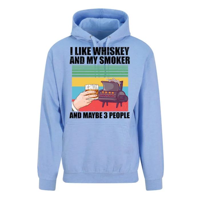 I Like Whiskey And My Smoker And Maybe 3 People Unisex Surf Hoodie