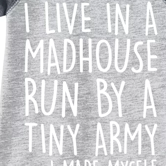 I Live In A Madhouse Run By A Tiny Army Mom Life Infant Baby Jersey Bodysuit