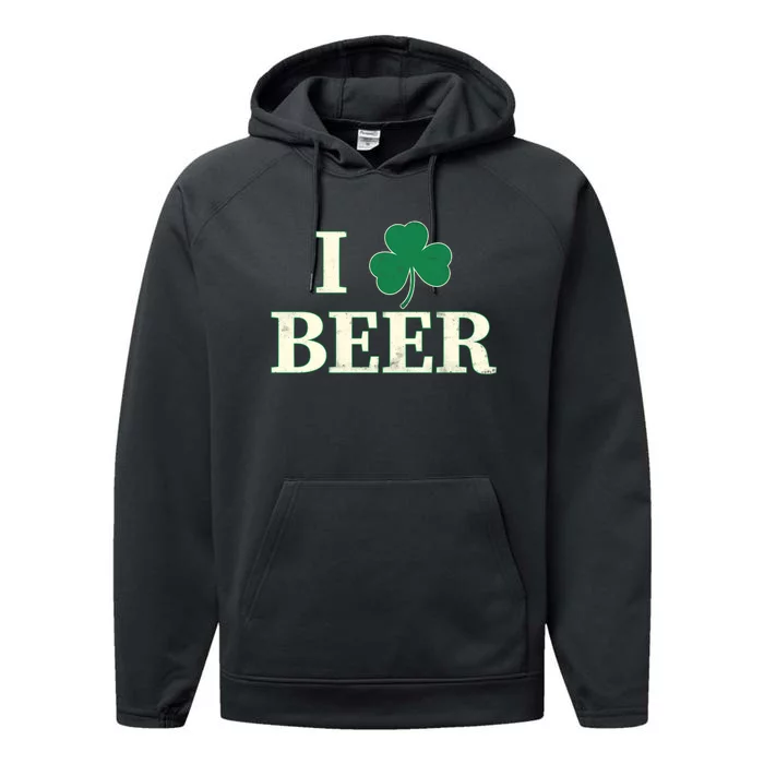 I Love Beer Shamrock Performance Fleece Hoodie