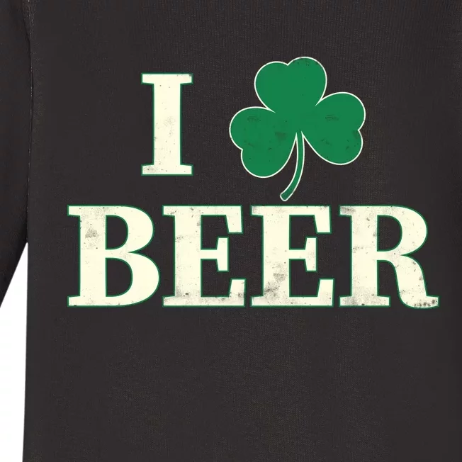 I Love Beer Shamrock Baby Long Sleeve Bodysuit