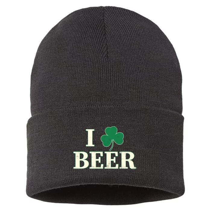 I Love Beer Shamrock Sustainable Knit Beanie