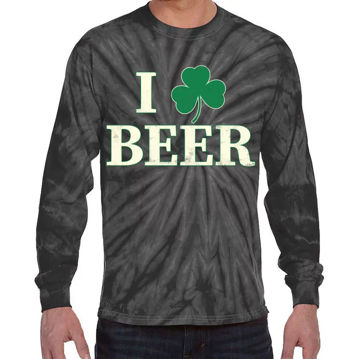 I Love Beer Shamrock Tie-Dye Long Sleeve Shirt