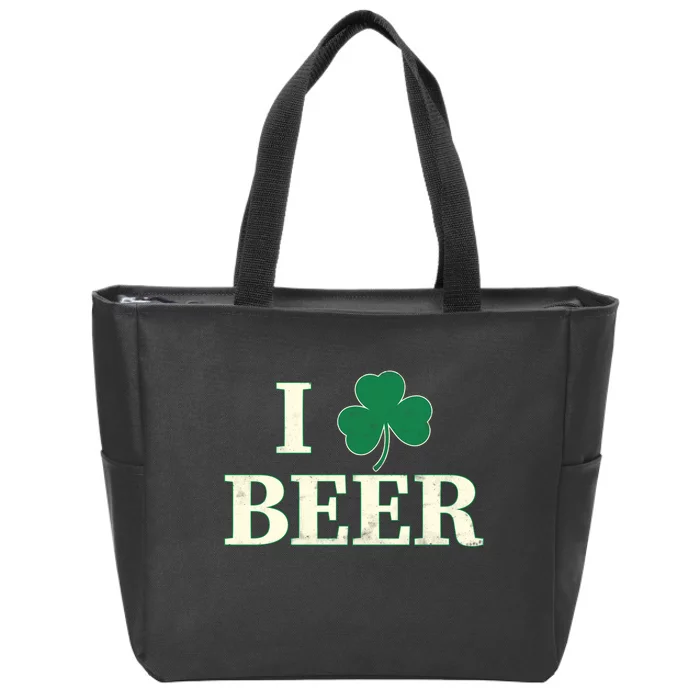 I Love Beer Shamrock Zip Tote Bag