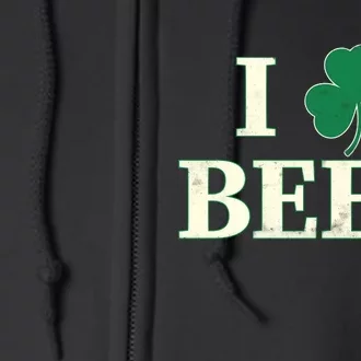 I Love Beer Shamrock Full Zip Hoodie