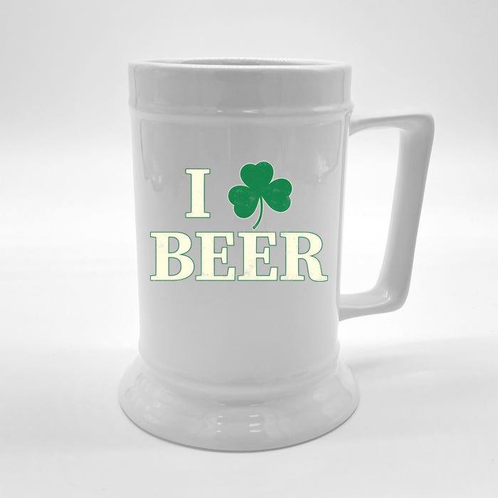 I Love Beer Shamrock Front & Back Beer Stein