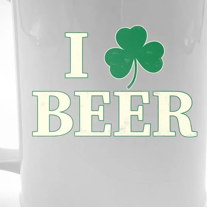 I Love Beer Shamrock Front & Back Beer Stein