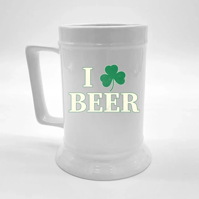 I Love Beer Shamrock Front & Back Beer Stein