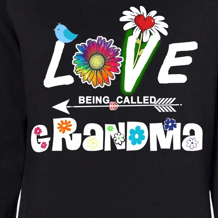 I Love Being Called Grandma Floral Womens California Wash Sweatshirt