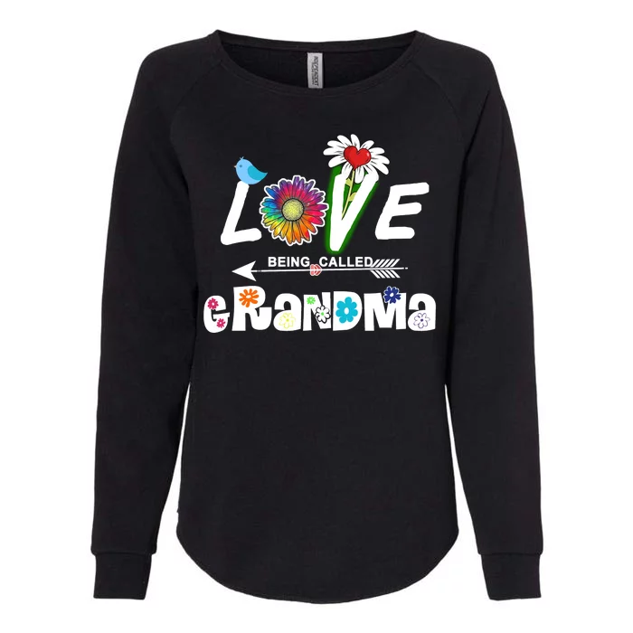 I Love Being Called Grandma Floral Womens California Wash Sweatshirt