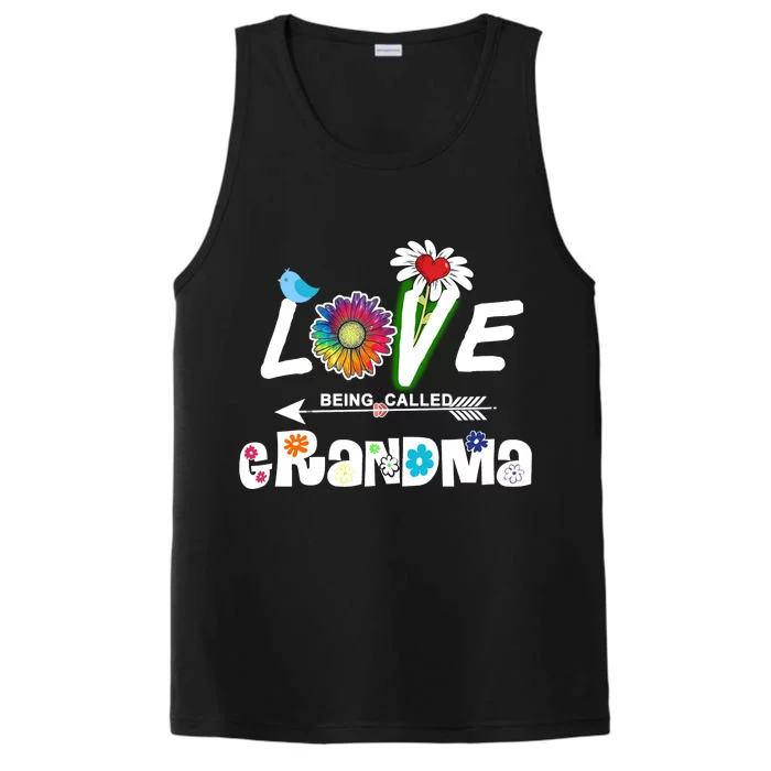 I Love Being Called Grandma Floral Performance Tank