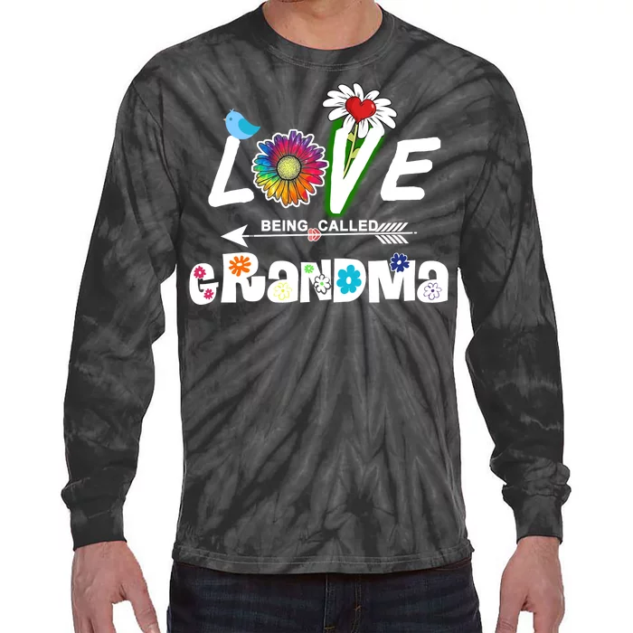 I Love Being Called Grandma Floral Tie-Dye Long Sleeve Shirt