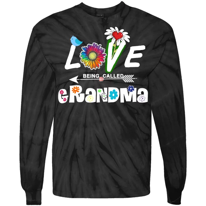 I Love Being Called Grandma Floral Tie-Dye Long Sleeve Shirt