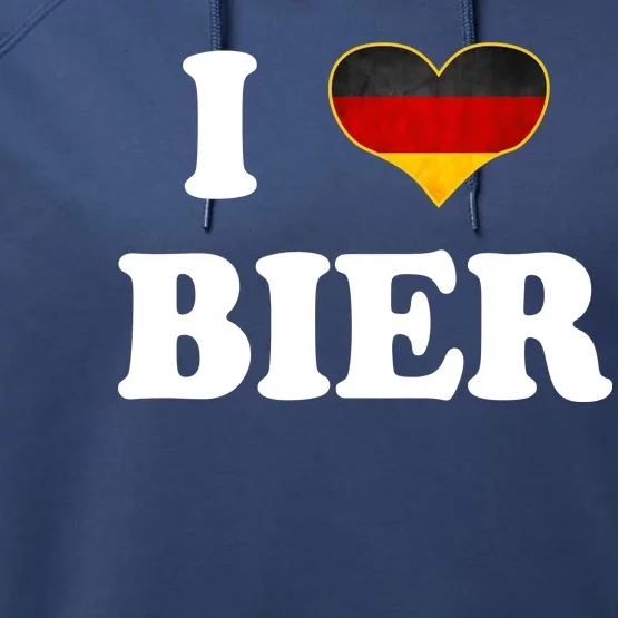 I Love Bier Octoberfest Beer Drinking Germany Flag Performance Fleece Hoodie