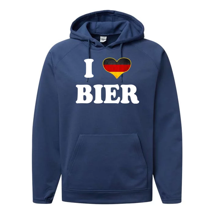 I Love Bier Octoberfest Beer Drinking Germany Flag Performance Fleece Hoodie