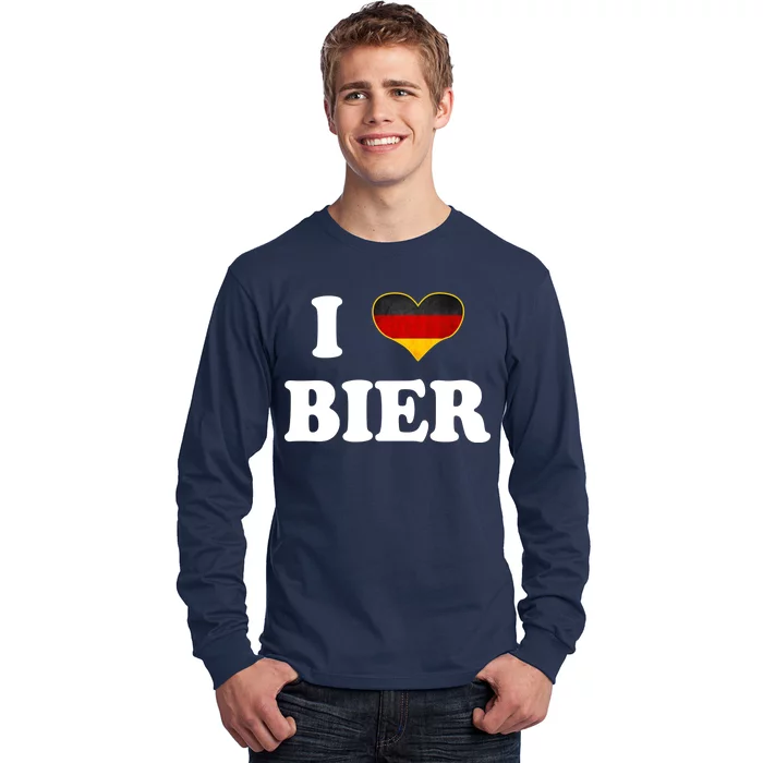 I Love Bier Octoberfest Beer Drinking Germany Flag Long Sleeve Shirt