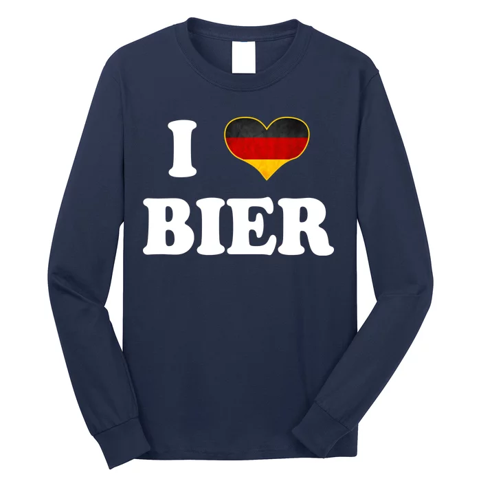 I Love Bier Octoberfest Beer Drinking Germany Flag Long Sleeve Shirt