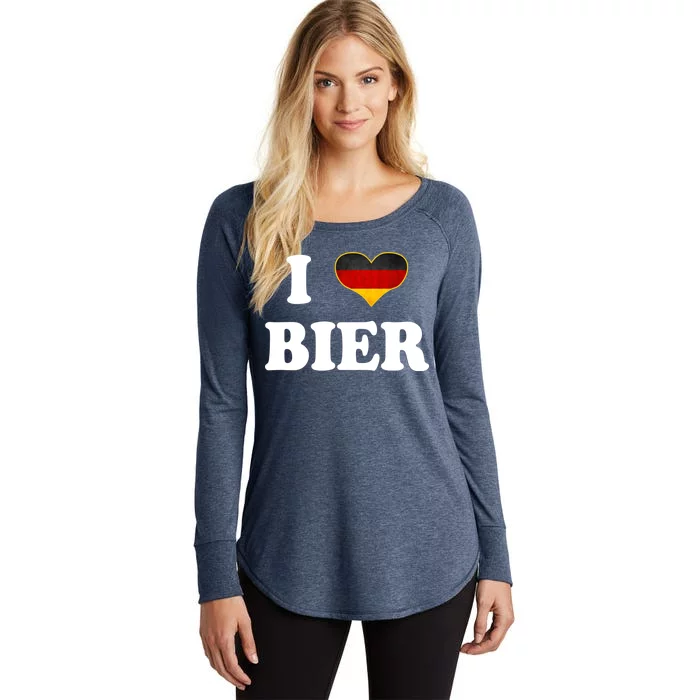 I Love Bier Octoberfest Beer Drinking Germany Flag Women's Perfect Tri Tunic Long Sleeve Shirt