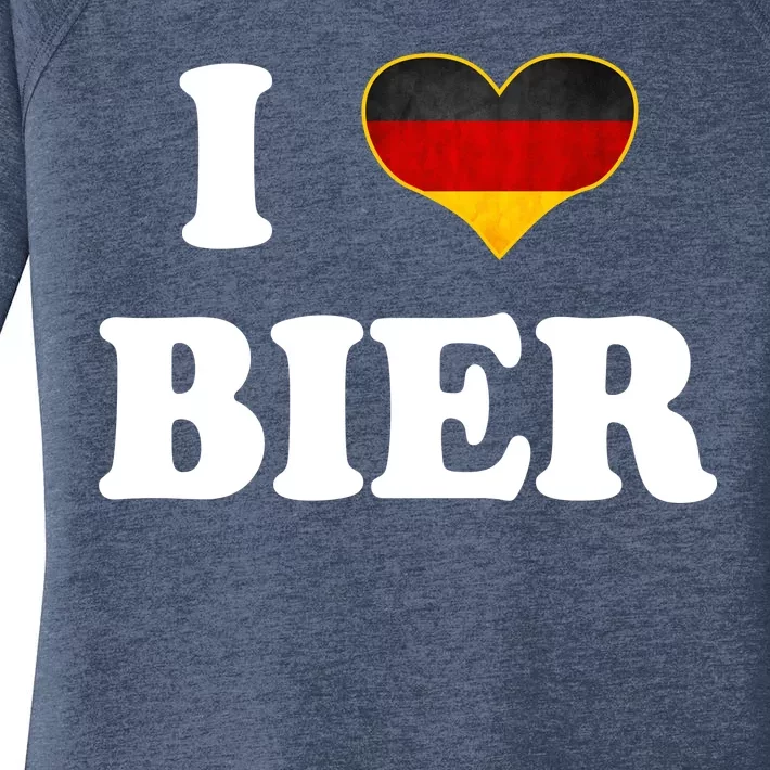 I Love Bier Octoberfest Beer Drinking Germany Flag Women's Perfect Tri Tunic Long Sleeve Shirt