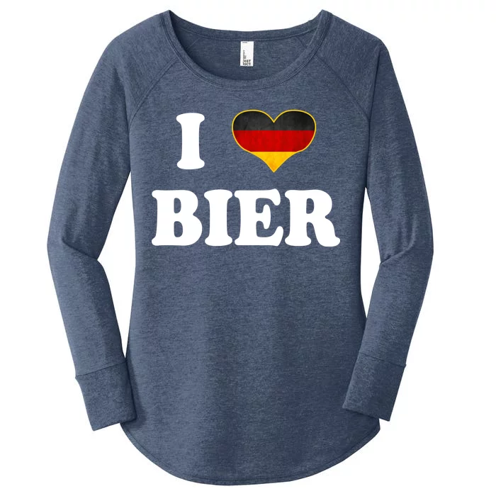 I Love Bier Octoberfest Beer Drinking Germany Flag Women's Perfect Tri Tunic Long Sleeve Shirt