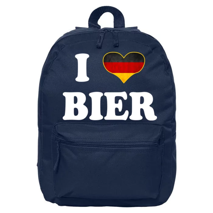 I Love Bier Octoberfest Beer Drinking Germany Flag 16 in Basic Backpack