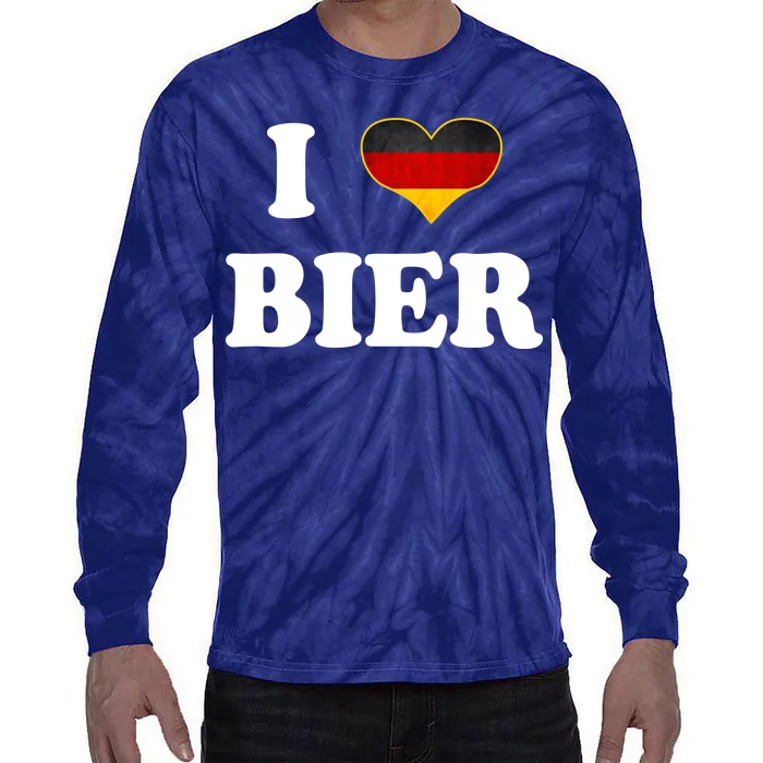 I Love Bier Octoberfest Beer Drinking Germany Flag Tie-Dye Long Sleeve Shirt