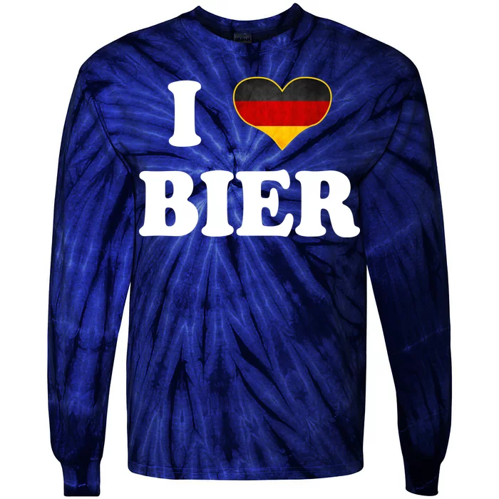 I Love Bier Octoberfest Beer Drinking Germany Flag Tie-Dye Long Sleeve Shirt