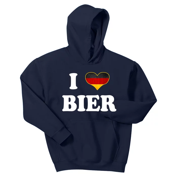 I Love Bier Octoberfest Beer Drinking Germany Flag Kids Hoodie